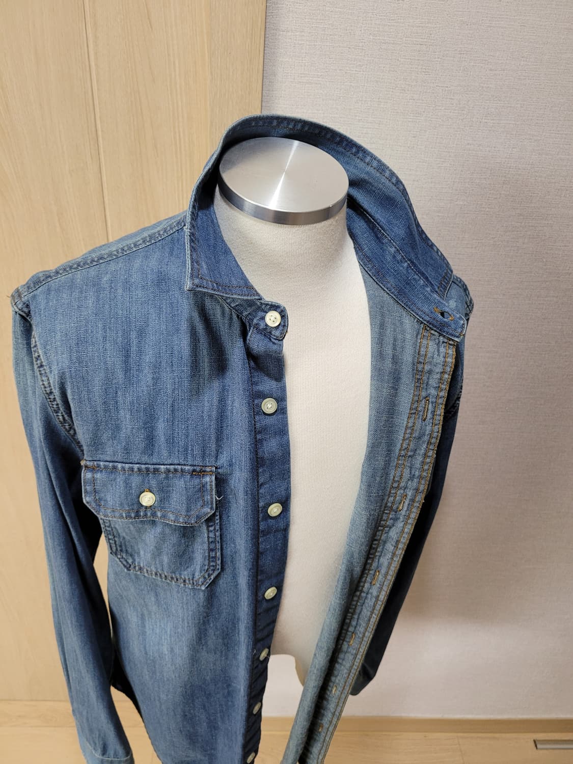 스파오 SPAO 남자 데님셔츠 L 블루 상품이미지6