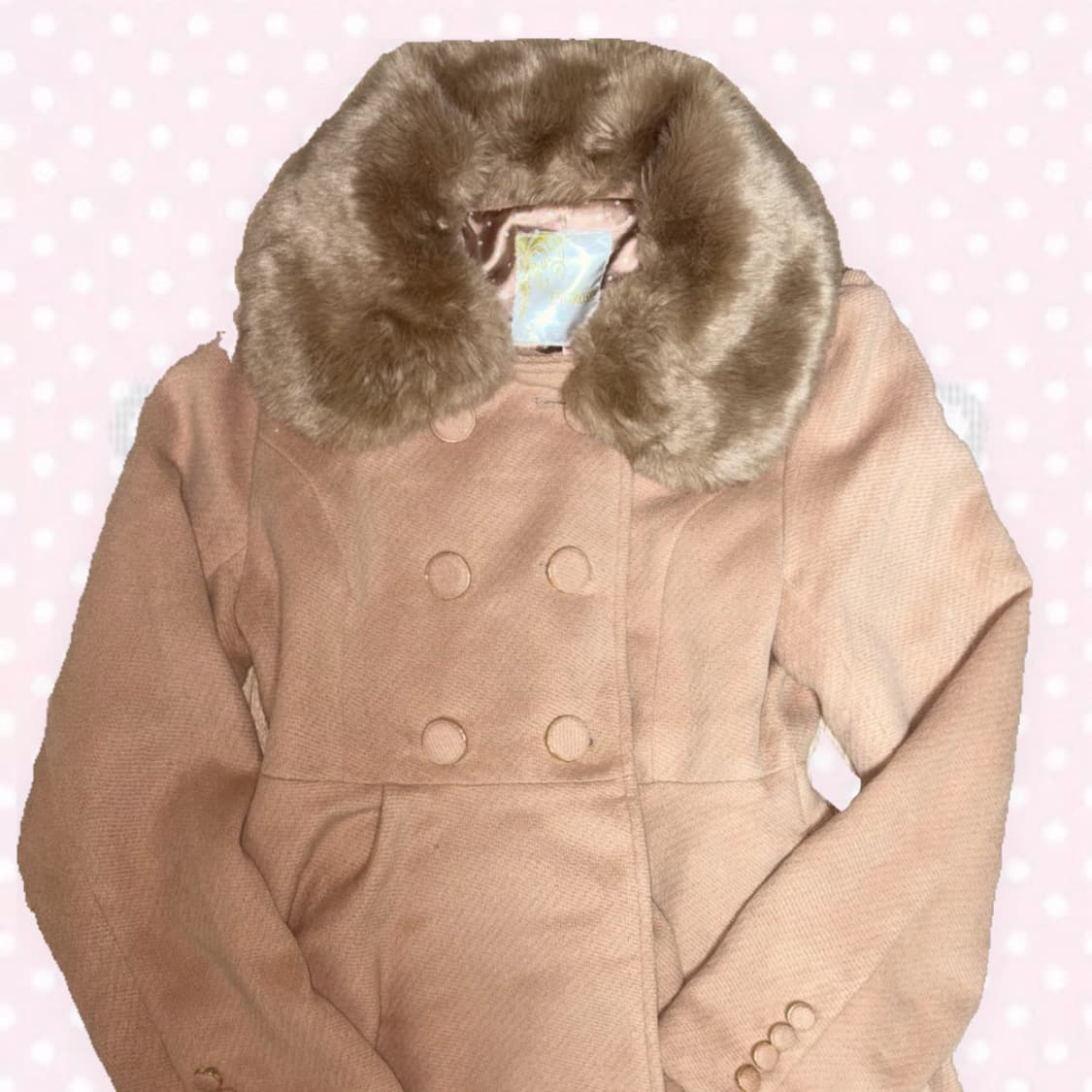 모리노가토 살구초코맛 모리걸 히메갸루깔 퍼 6단추 원피스형 코트 상품이미지3