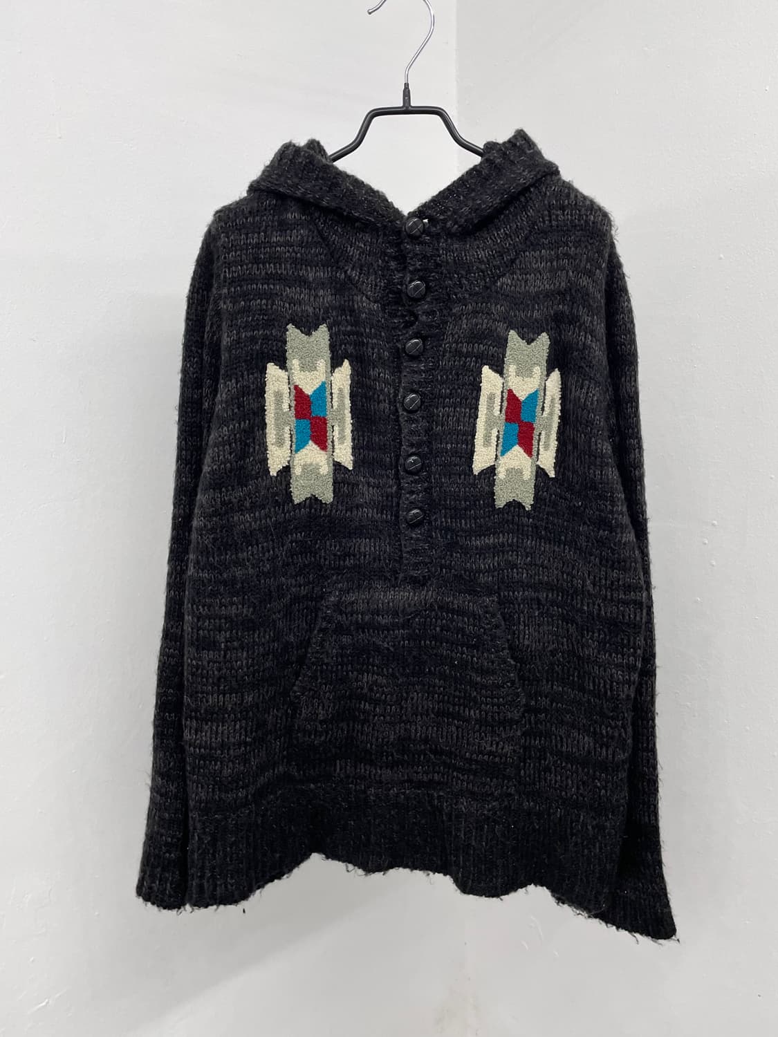 에스닉 패턴 버튼 후드 니트 상품이미지5