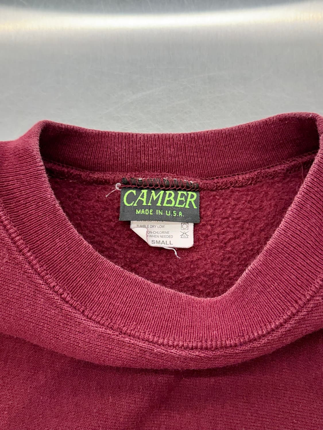 캠버 버건디 워시드 헤비 크루넥 스웨트 셔츠 상품이미지7
