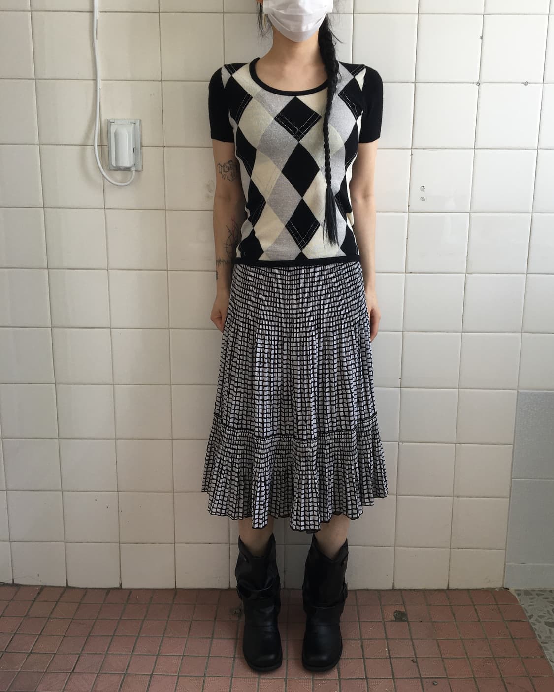 Reversible check pattern skrit 상품이미지5