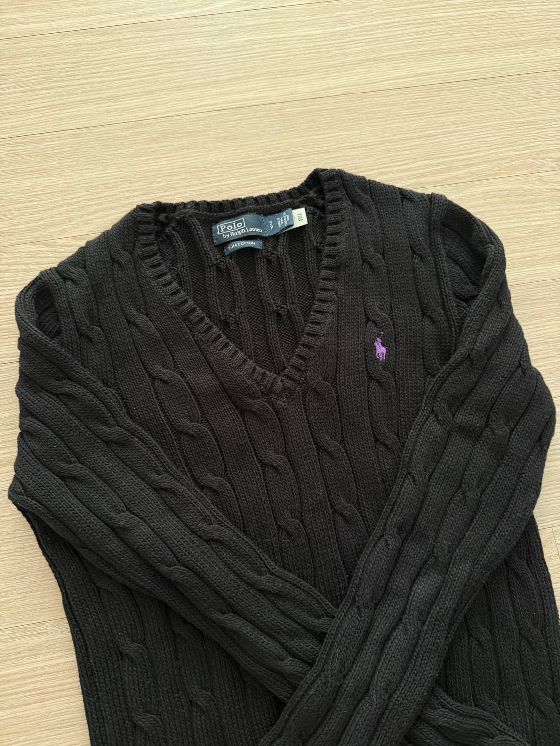 폴로 랄프로렌 케이블 니트 코튼 V넥 판매 상품이미지1
