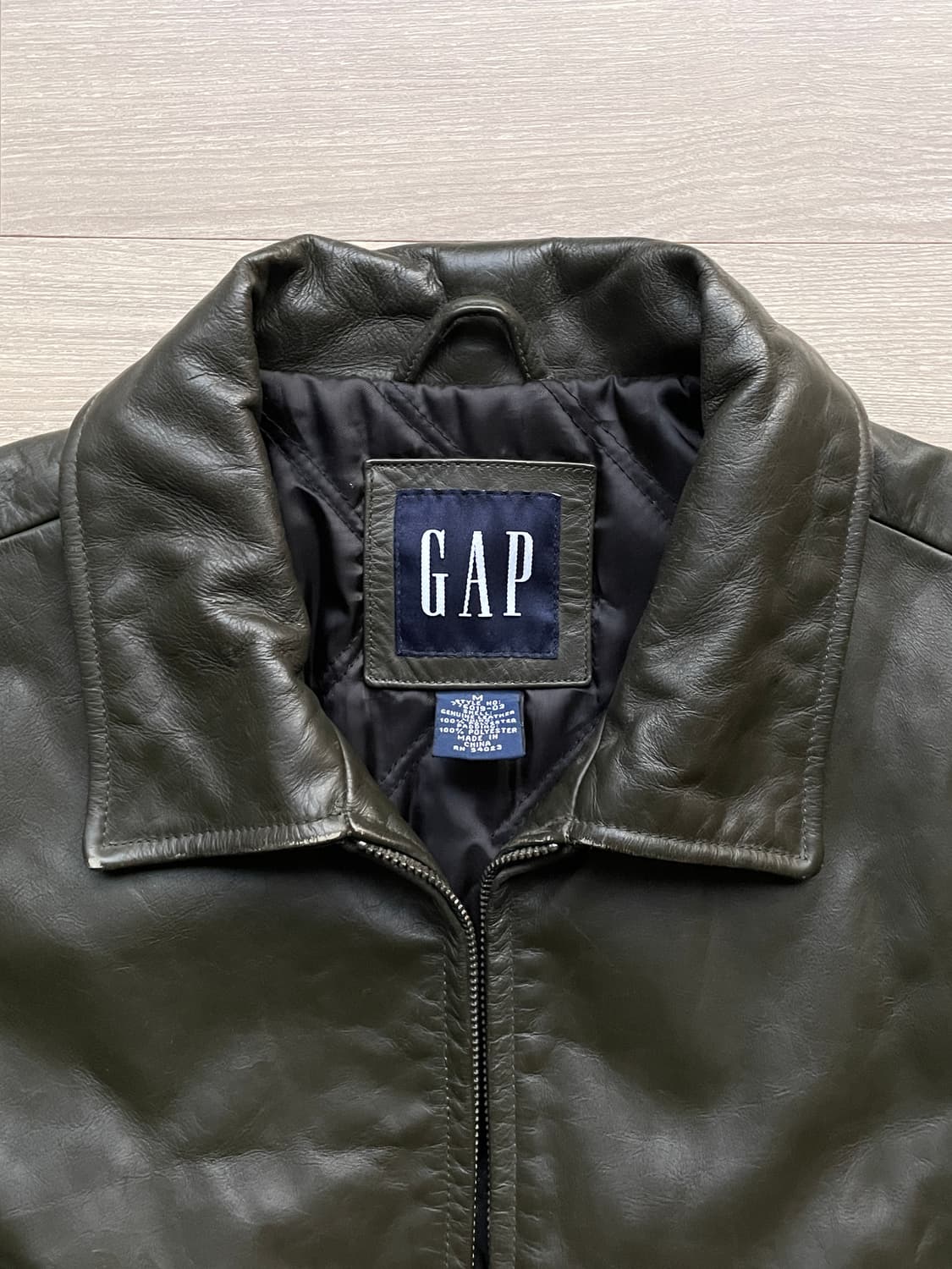 90s 올드갭 레더 자켓 다크 그린 상품이미지3