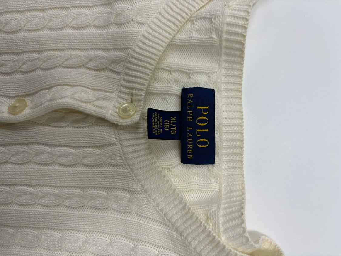 폴로 랄프로렌 화이트 꽈배기 케이블 걸즈 니트 가디건(XL) 상품이미지4