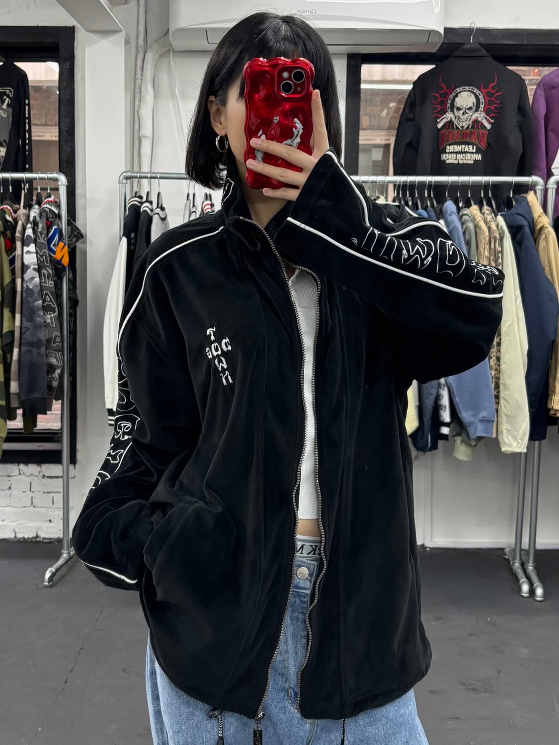 도그타운 사이드 로고 벨벳 집업 상품이미지3