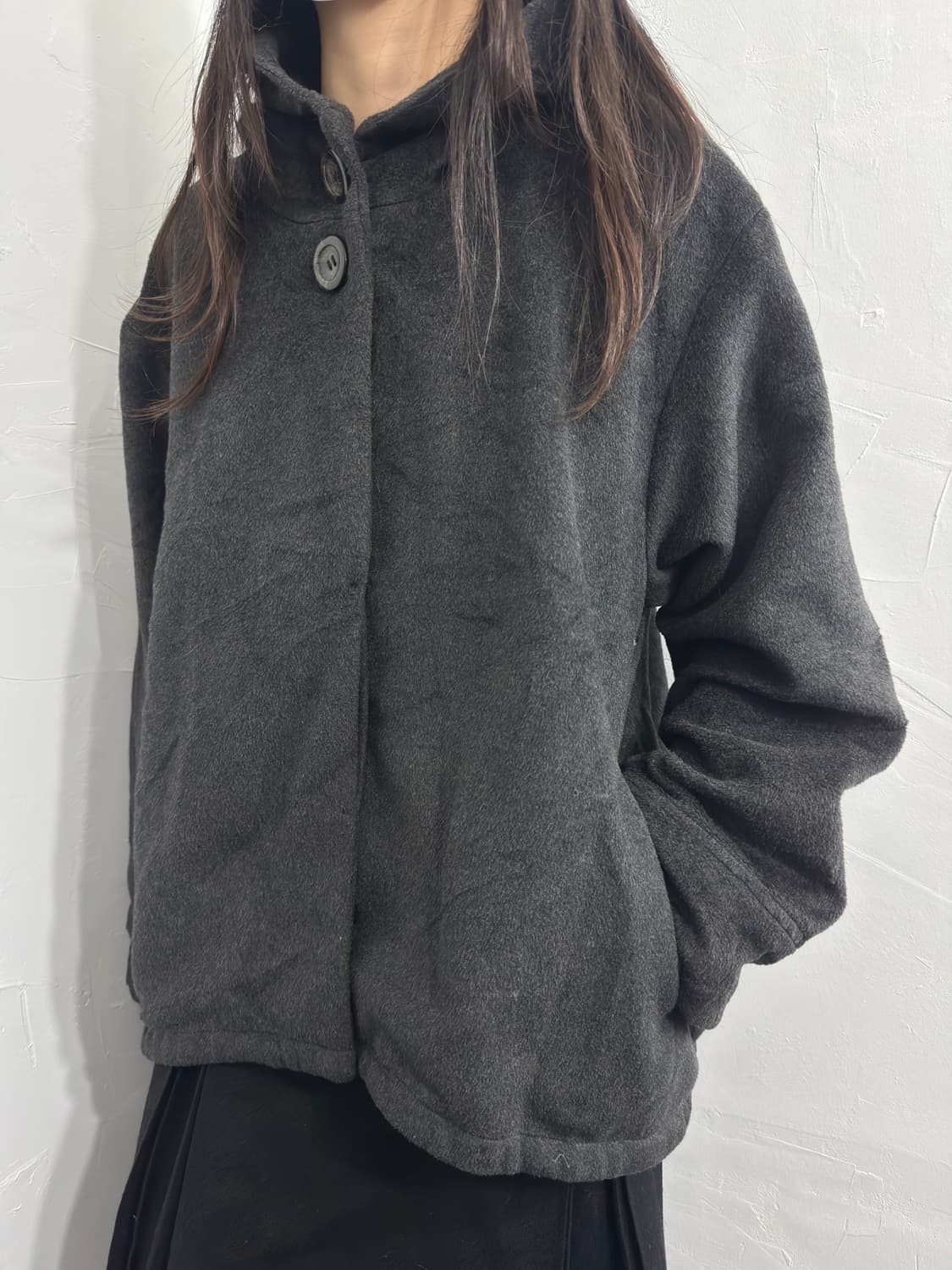 gray button hood jacket 상품이미지5