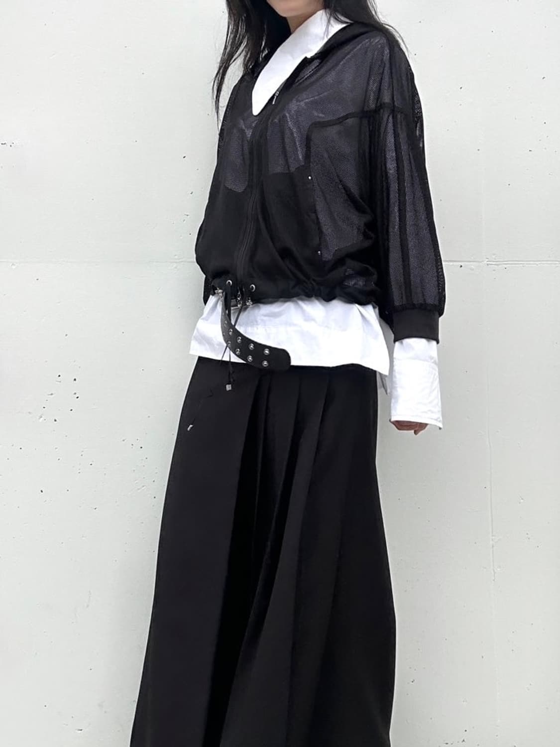 Net hoody zip up / black  상품이미지4