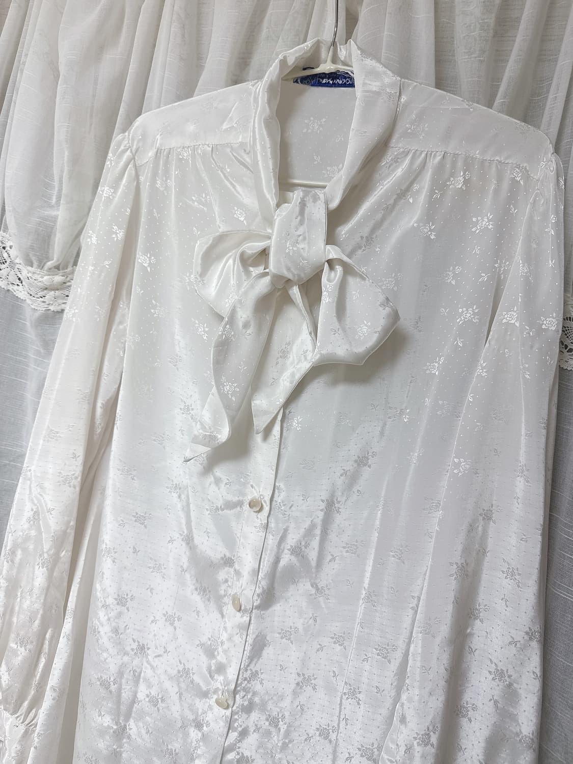 Oree 오르에 캐나다 빈티지 자가드 자카드 스카프 블라우스  상품이미지4