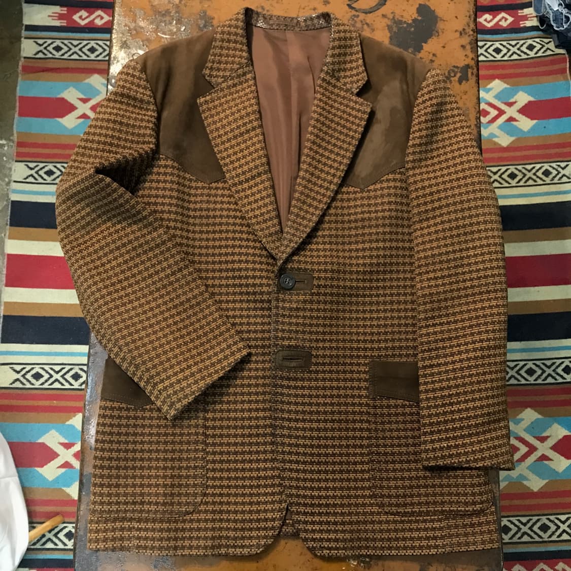 Japan 빈티지 레더 웨스턴 블레이저 자켓 남성 105 110  상품이미지1