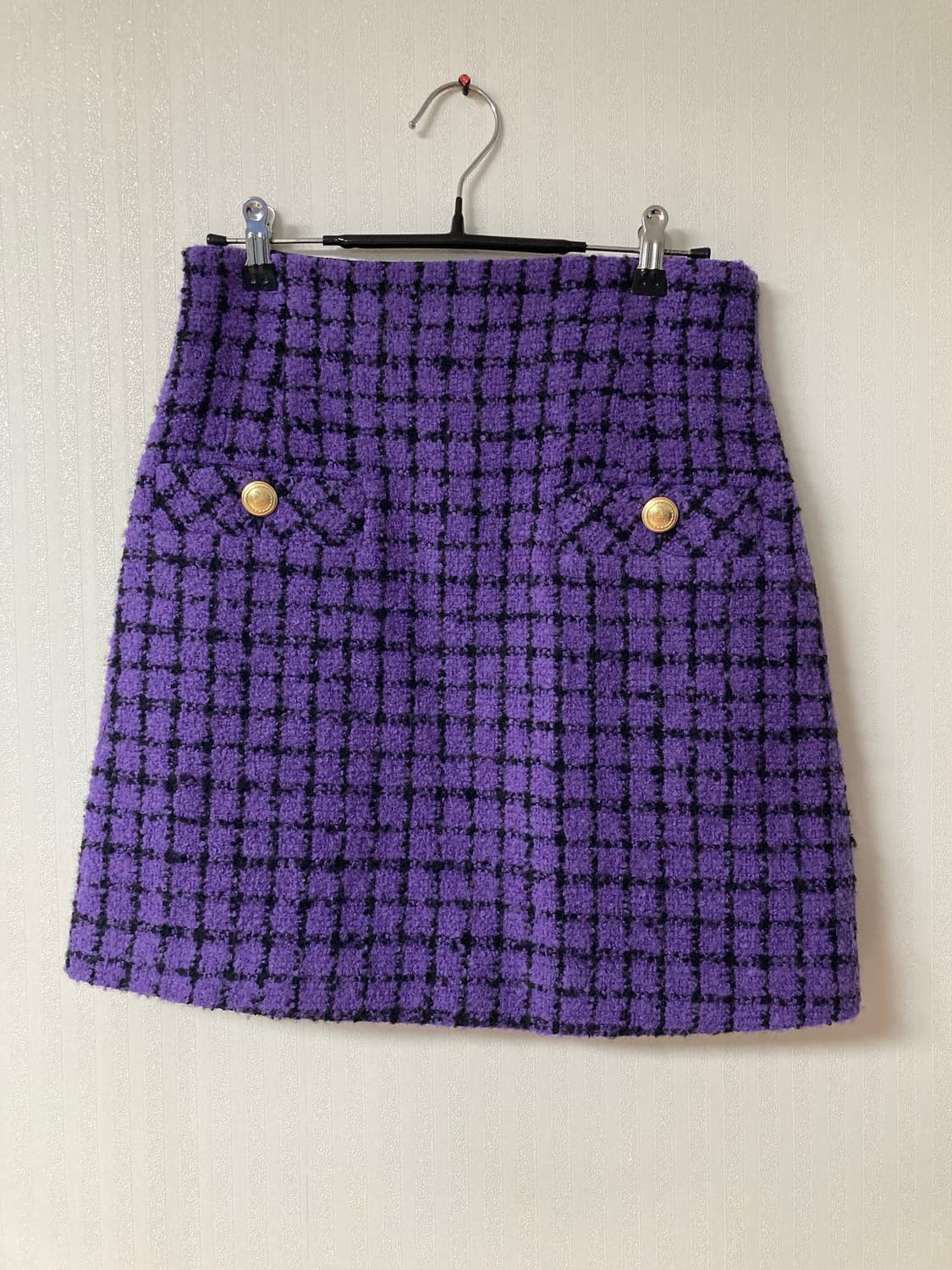 38 산드로 체크 부클 트위드 미니 스커트 상품이미지1