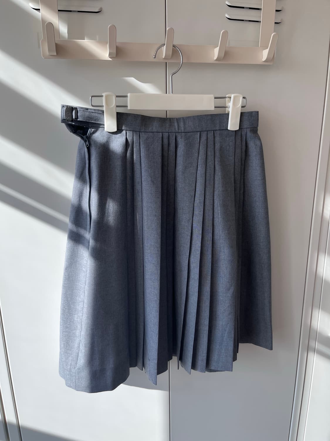 Japanese vintage  그레이 주름 플리츠 미디스커트 상품이미지5