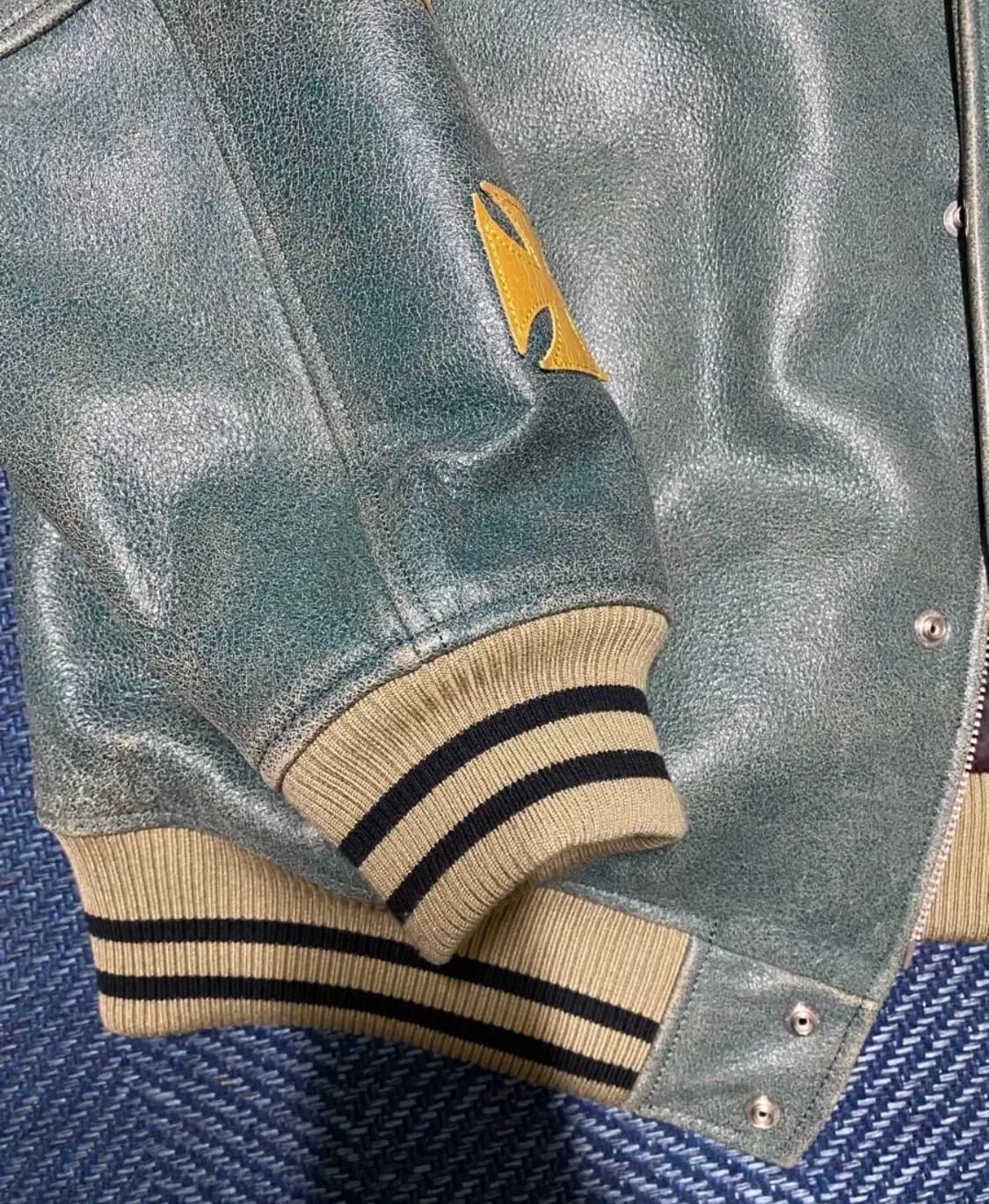 헤리티지플로스 알프레드 타이거 레더 바시티 그린 L 상품이미지4