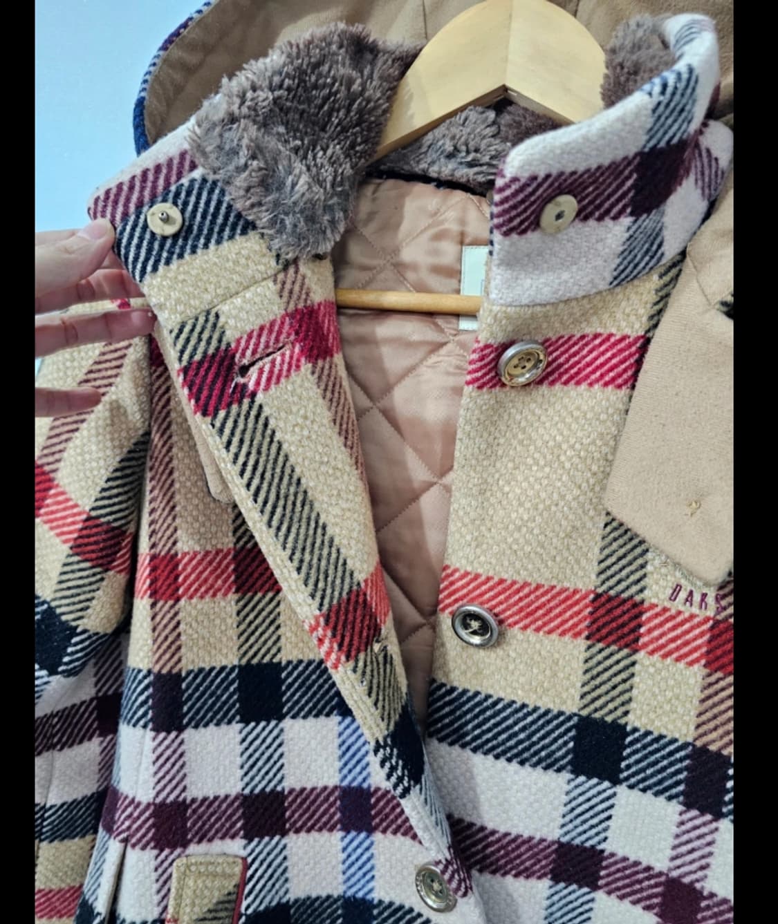 닥스 키즈 주니어 체크 후드 코트 150cm 11~13세 상품이미지2