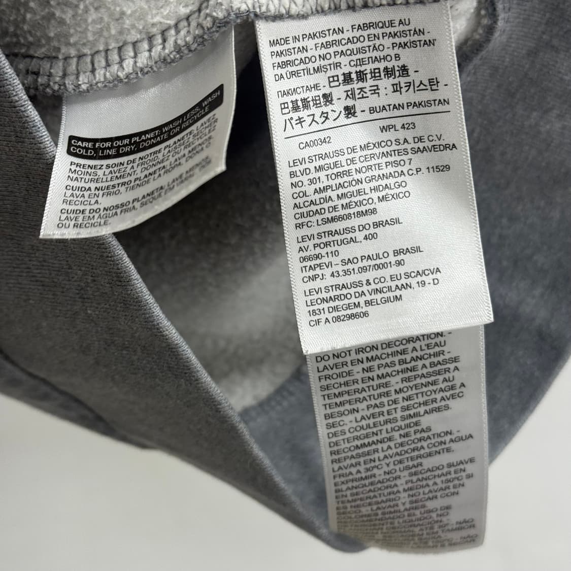 리바이스 Y2K 기모 그레이 후드집업 S 상품이미지3