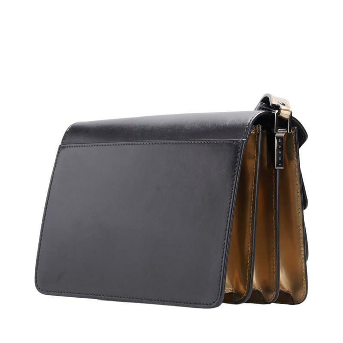 (중고) 마르니 블랙 골드 카프스킨 트렁크 미듐 숄더백 상품이미지2