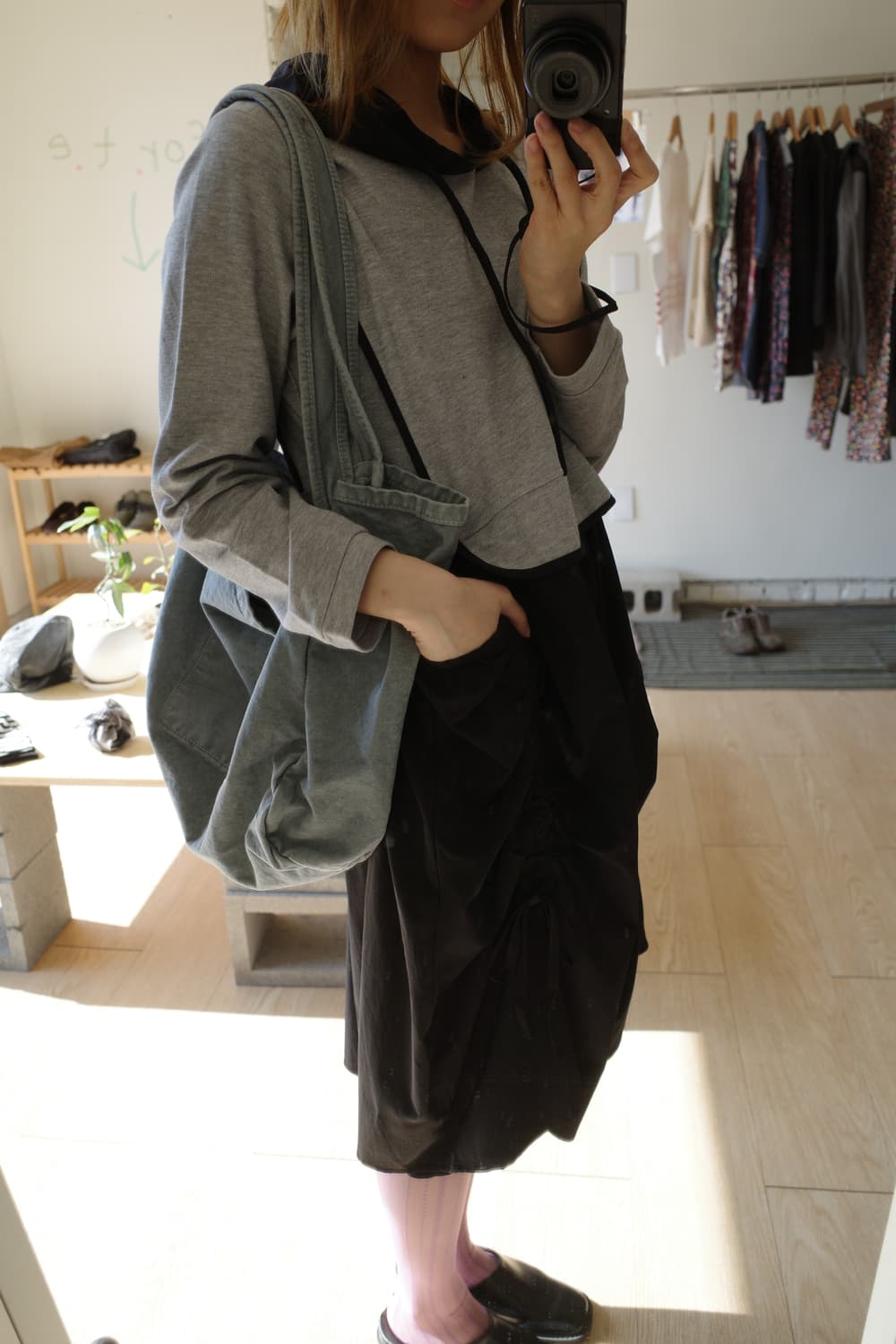 후드 셔링 원피스  상품이미지4