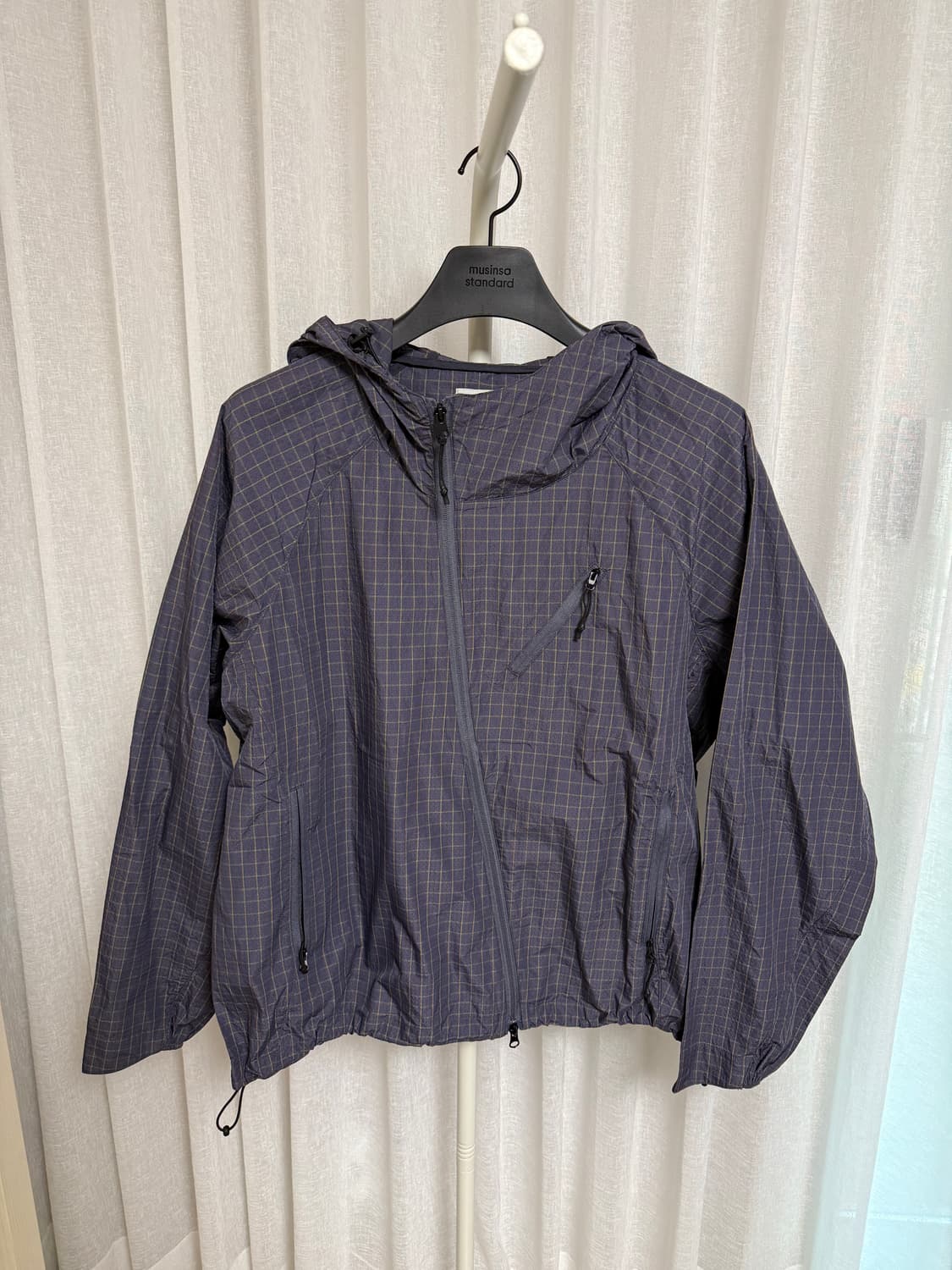 슬로우애시드 커브드 체크 바람막이 상품이미지2