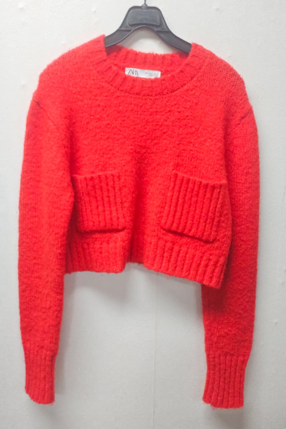 ZARA  자라 레드 크롭 니트 포켓 니트  S 상품이미지1