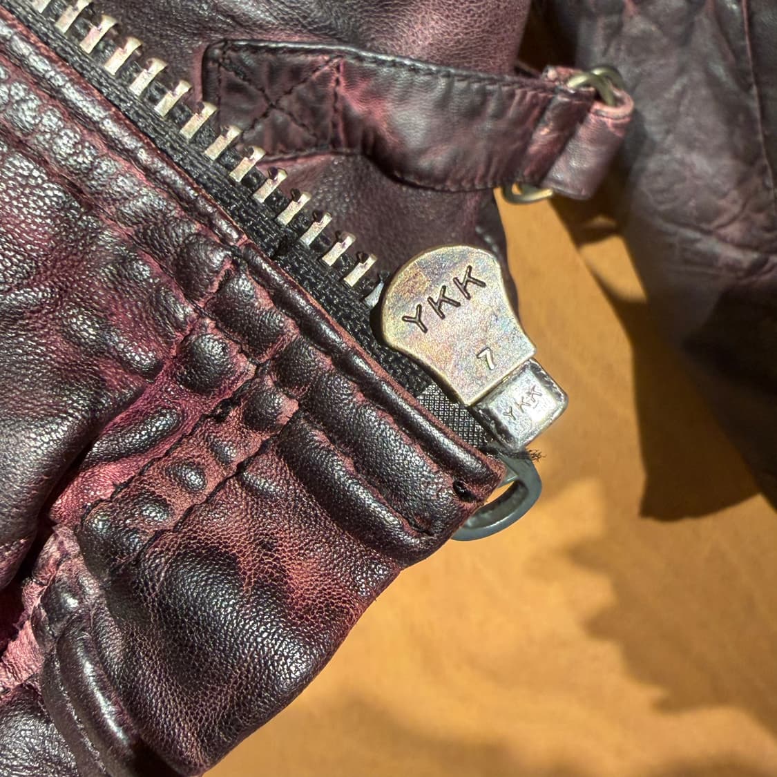 AUTARK 버건디 램스킨 라이더 자켓 L 양가죽 상품이미지3