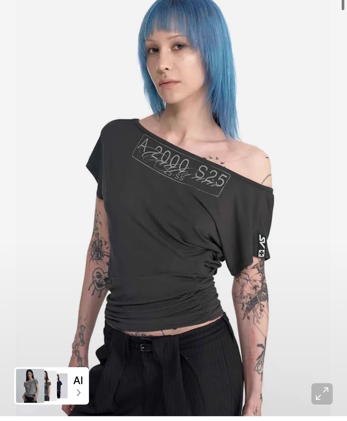 급처)CAR PLATE DRAPED TOP (CHARCOAL) 상품이미지1