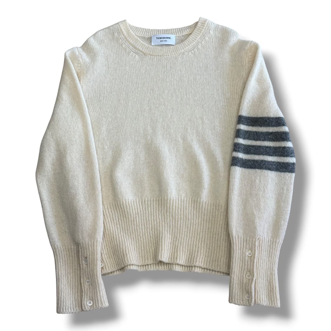 Thom Browne 그레이 완장 아이보리 울 니트 상품이미지1