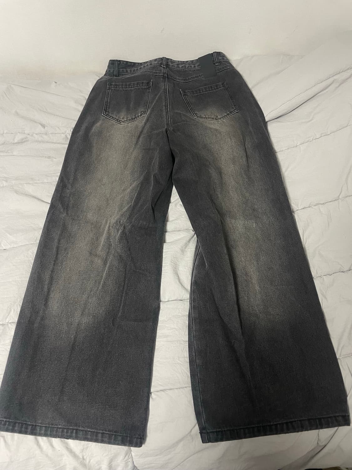 노이어 블랙 캣워싱 와이드 데님 팬츠 52 상품이미지5