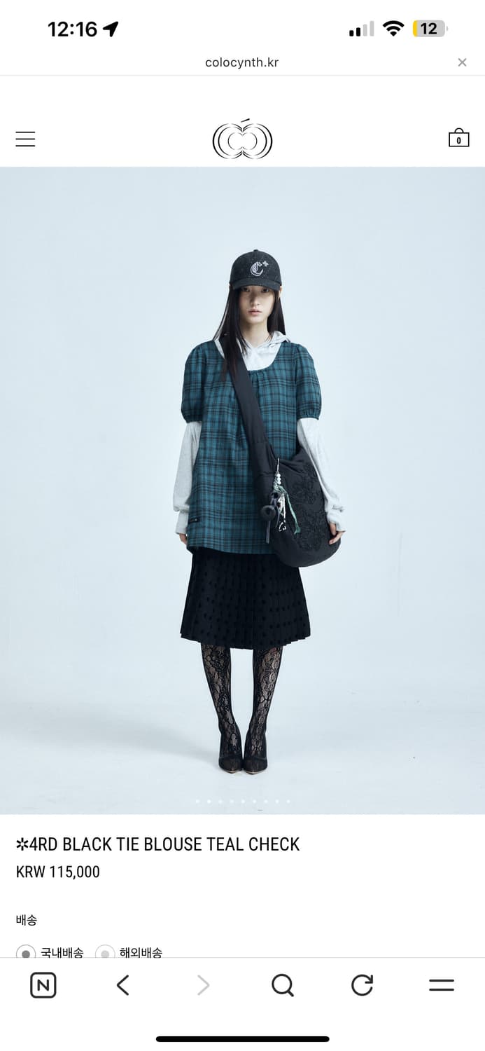 콜로신스 블랙 타이 블라우스 틸 체크 상품이미지2