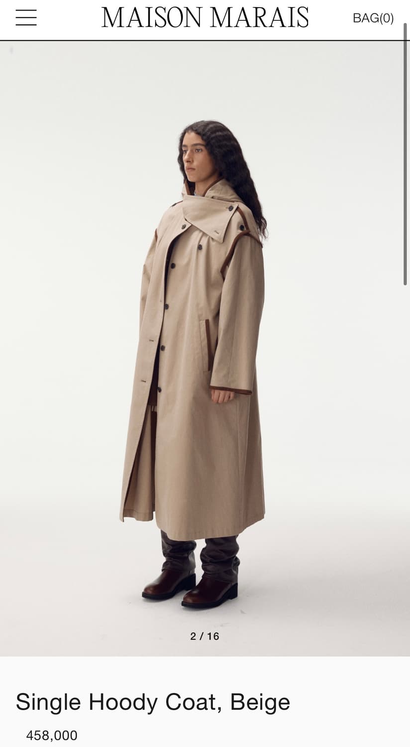 maison marais 메종마레 싱글 후디 트렌치코트 상품이미지3
