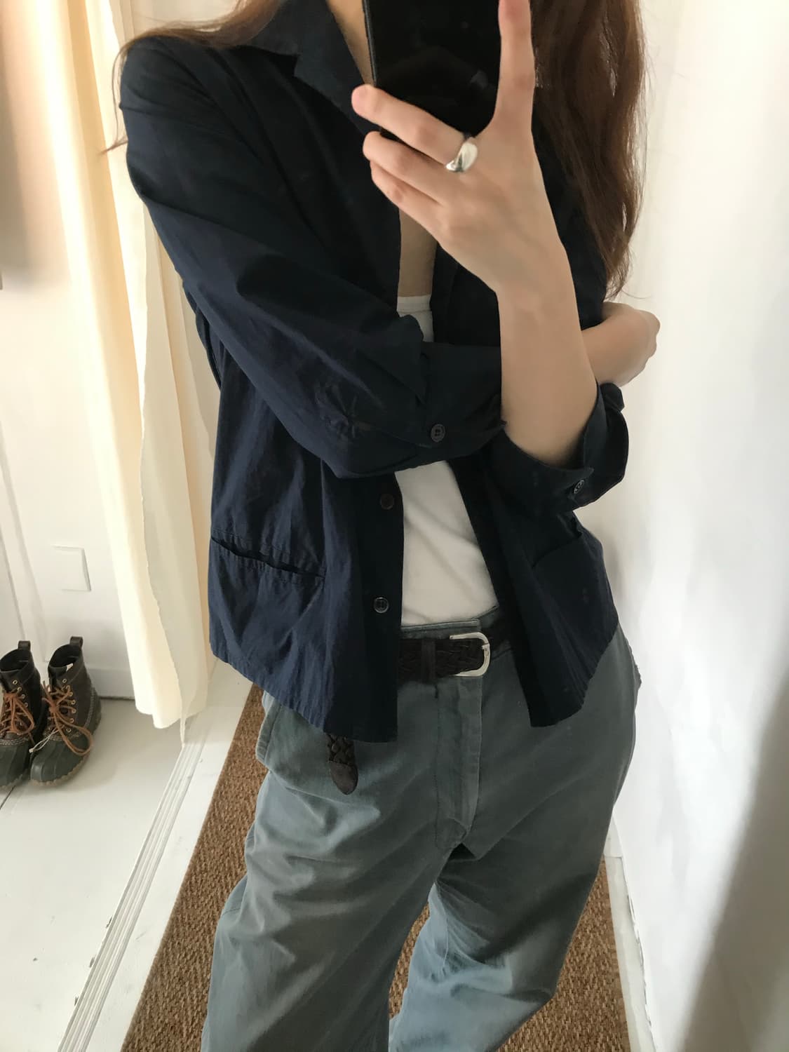 navy shirt jacket 상품이미지5