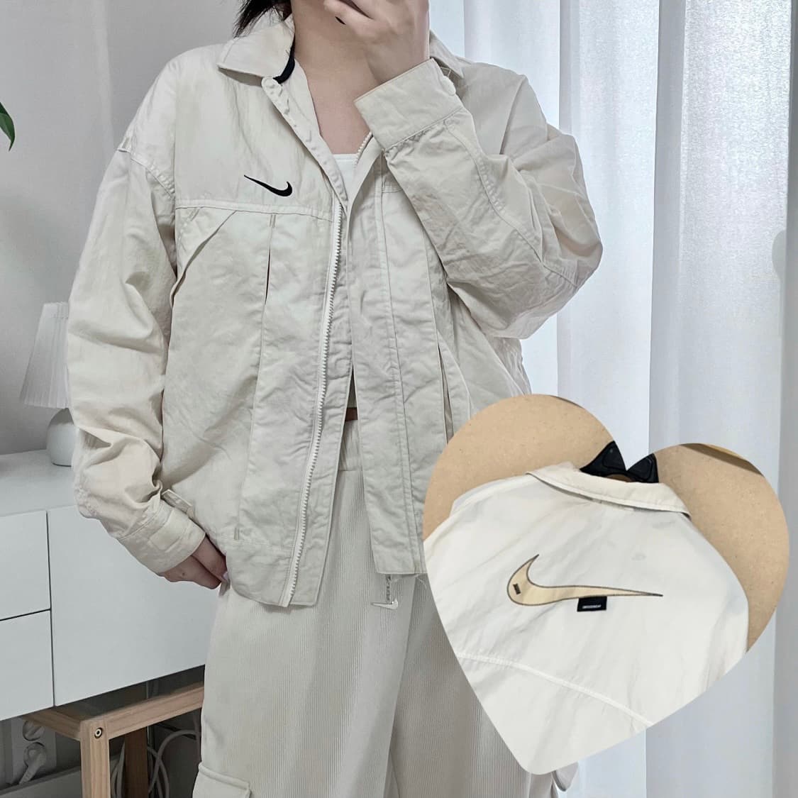 [정품] 나이키 아이보리 빅스우시 우븐 바람막이 [ XS ] 상품이미지1