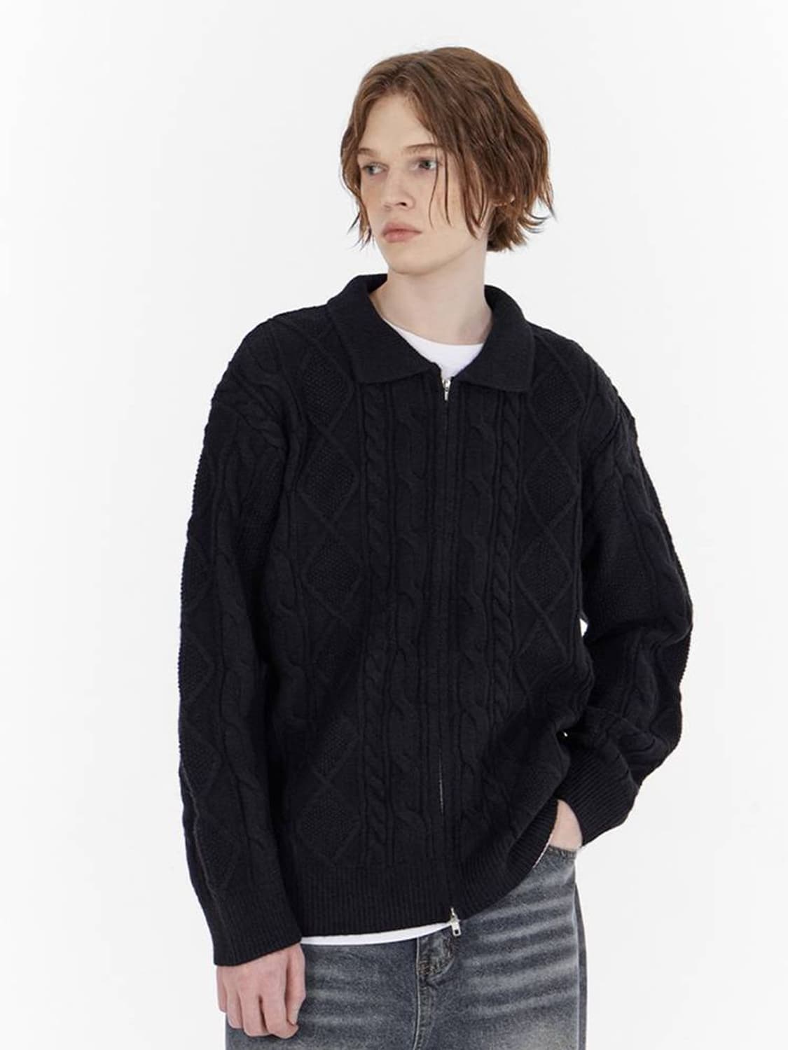 굿라이프웍스 투웨이 니트집업 / 남성 가디건/ 남자 가디건  상품이미지1