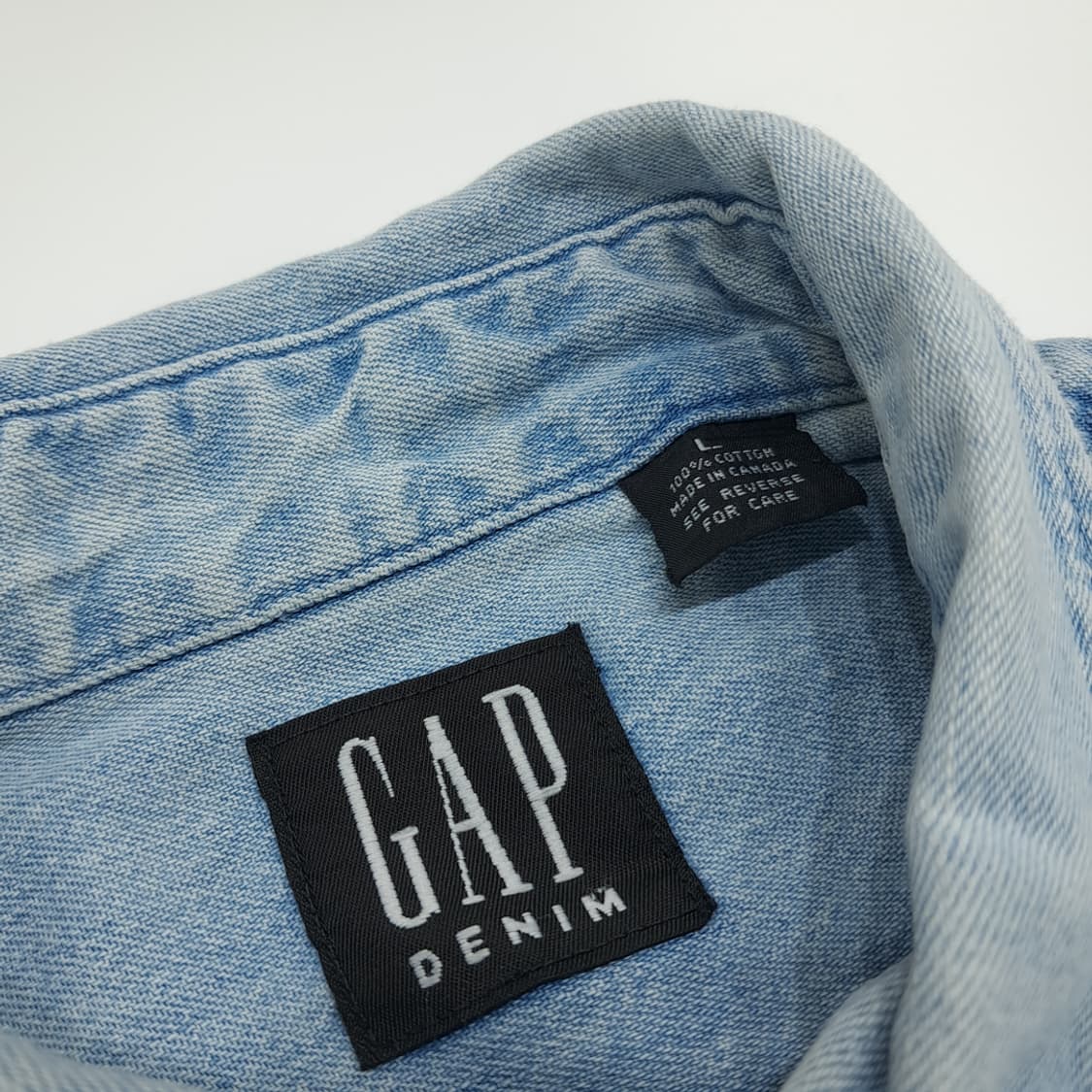 Co828 L GAP 갭 90s 캐나다 연청 데님 긴팔 셔츠 상품이미지4