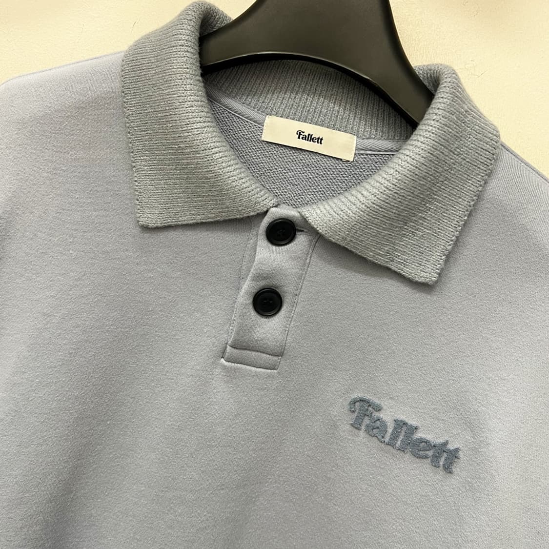 Fallett 팔렛 아이리스 블루 오버핏 니트 카라 맨투맨 XL 상품이미지3
