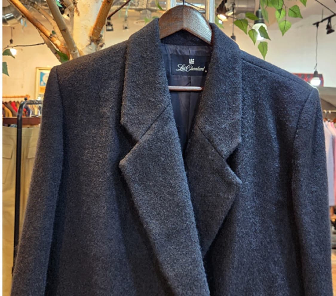 Lui chantant 도톰한 캐시미어 울 블렌드 블랙 롱 코트 상품이미지3