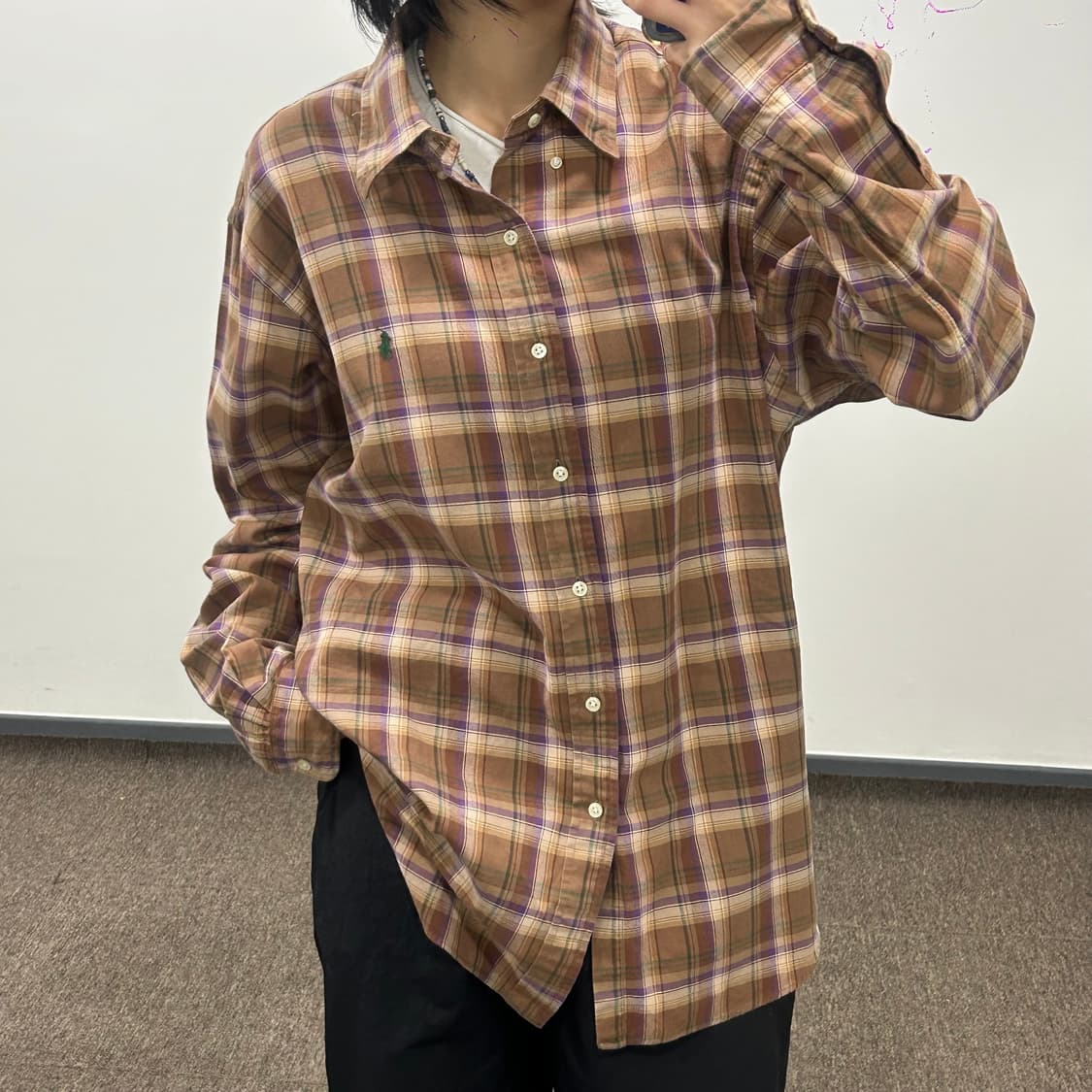 Polo 폴로 그린포니 브라운 체크 셔츠 상품이미지2