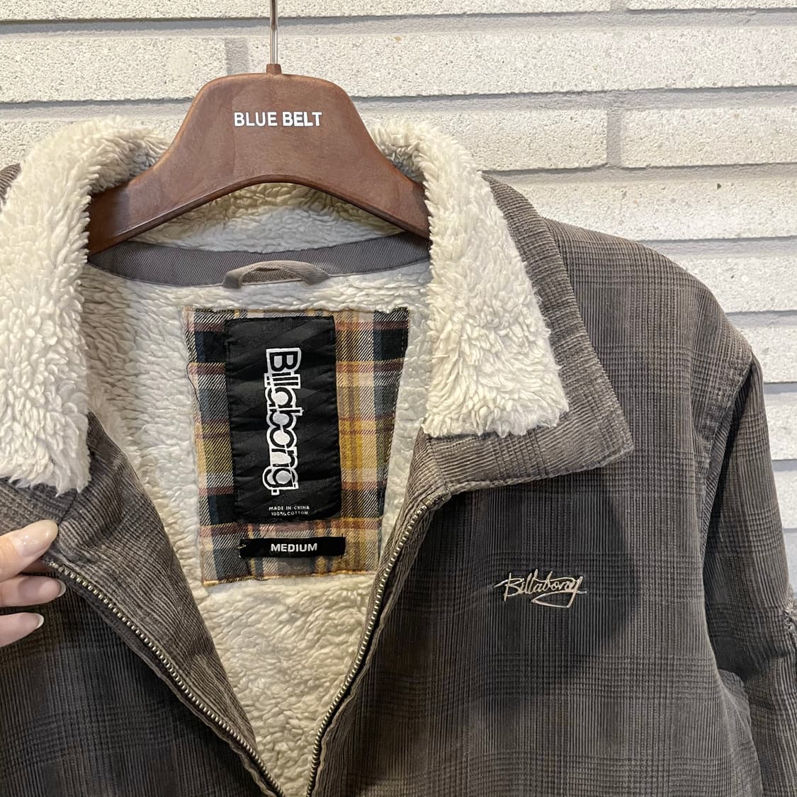 BILLABONG 빌라봉 코듀로이 자켓 체크 패턴 쉐르파 안감 그레이 상품이미지6