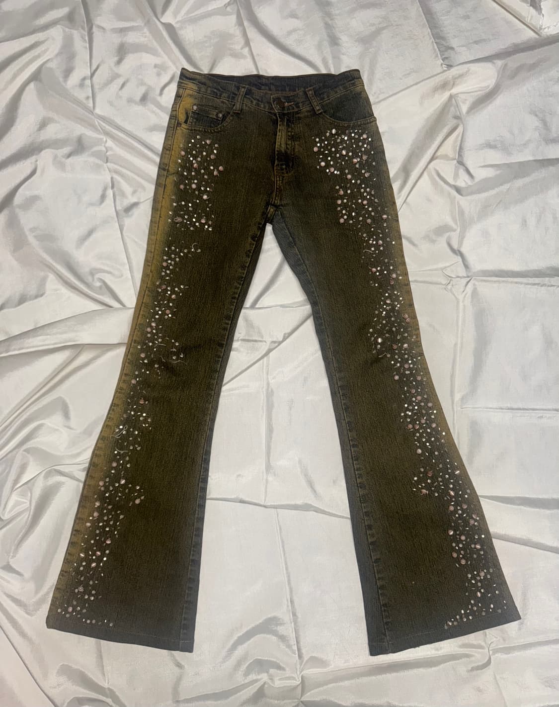 Beads Detail Washing Bootcut Jeans 상품이미지1