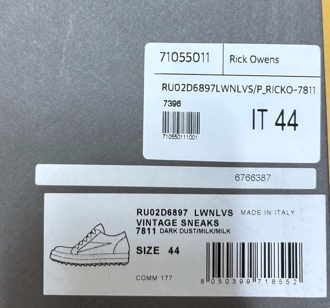 릭오웬스 릭반스 레더 누벅 다크더스트 차콜 44 상품이미지6