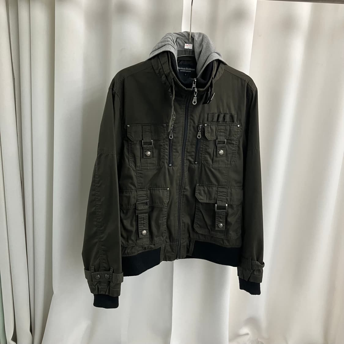 JPN VTG 카키 펑크 지퍼 디테일 자켓 L 상품이미지1