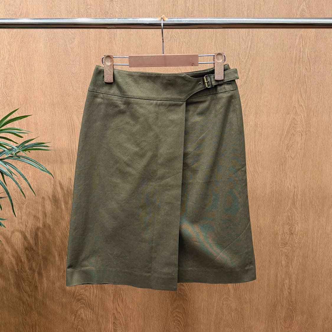 브룩스 브라더스 코튼 미디 스커트 트임 허리 벨트 디테일 카키 브라운 상품이미지1