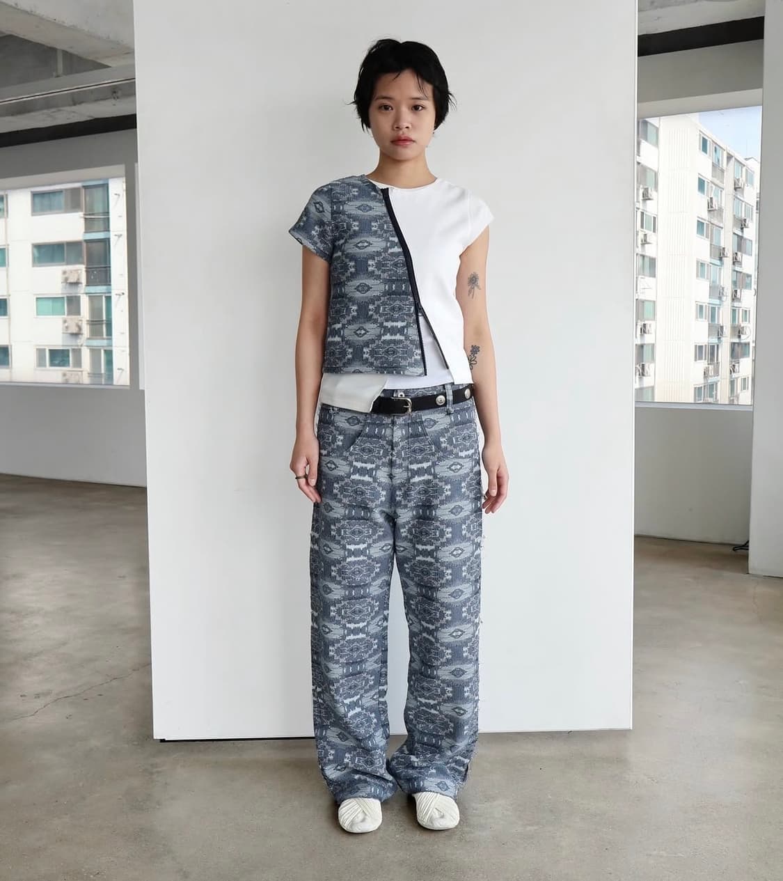 공테잎 DUAL-DETAIL JACQUARD PANTS 상품이미지1