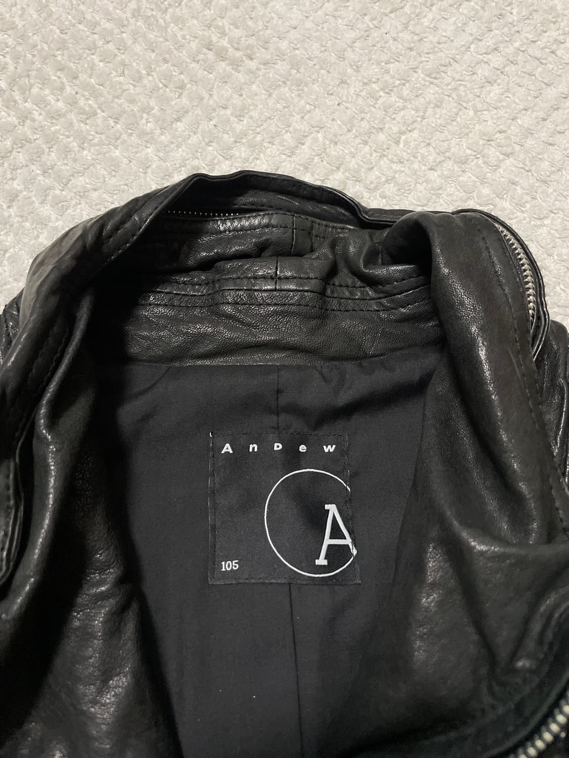 ANDEW 웨스턴 무드 램스킨 양가죽 절개 하이넥 레더 자켓 상품이미지8
