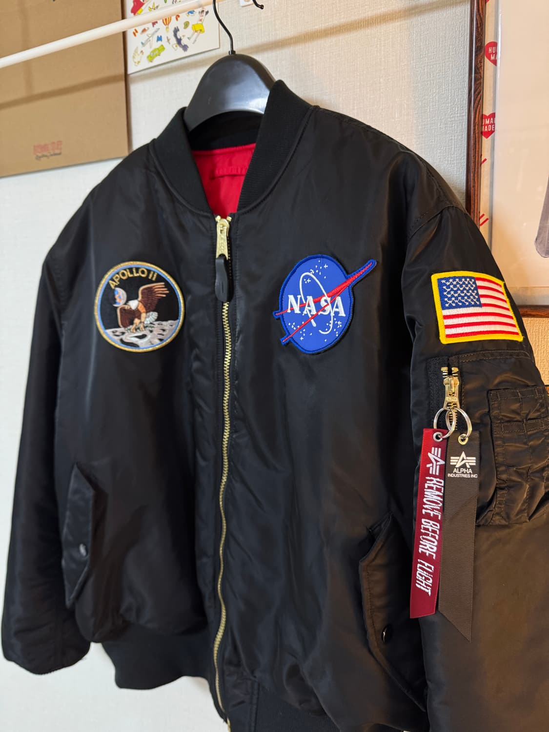 (XL) 알파 인더스트리 NASA 아폴로  MA-1 항공점퍼 블랙 상품이미지2