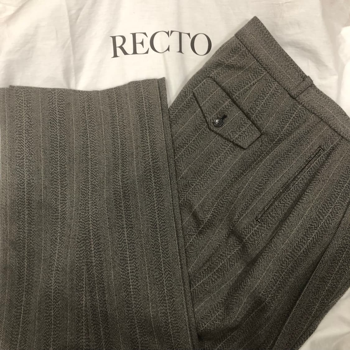 렉토 브로큰헤링본 투턱팬츠 S 상품이미지2