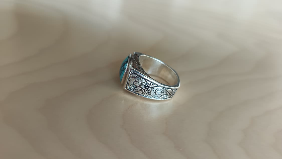 터키석 인디언 실버 반지 약 19호 상품이미지2