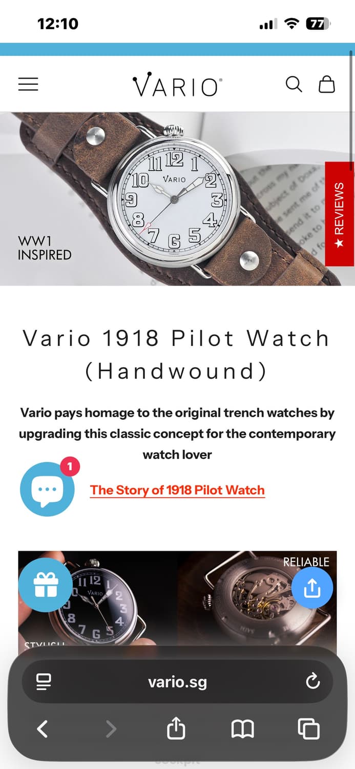 Vario 1918 pilot black 37mm 상품이미지5