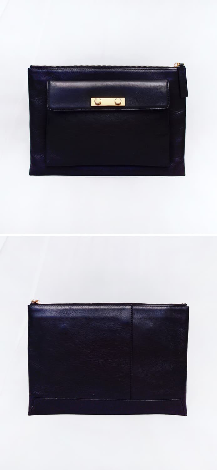마르니 (MARNI) 금장 블랙 더블포켓 투인원 레더 클러치백 상품이미지3