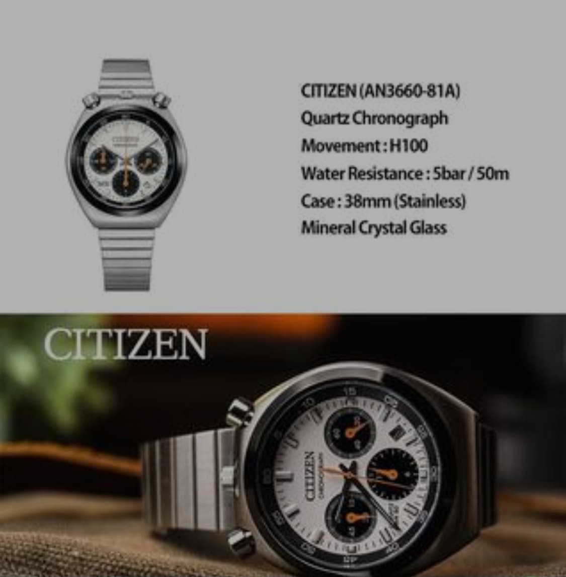 시티즌 불헤드 AN3660-81A 크로노그래프 쿼츠 상품이미지5