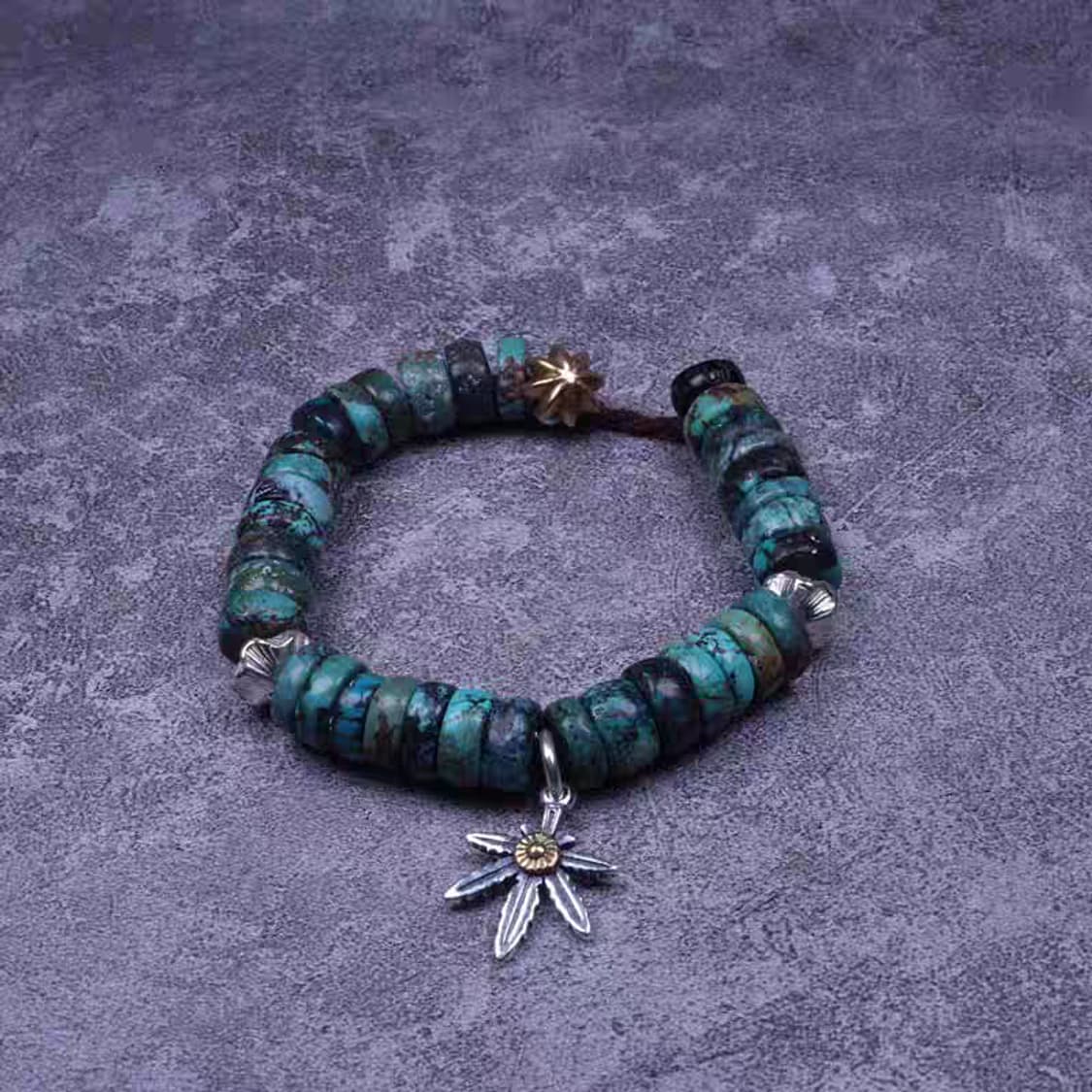 Oceanora 실버 메이플 리프 터쿼이즈 팔찌 상품이미지1