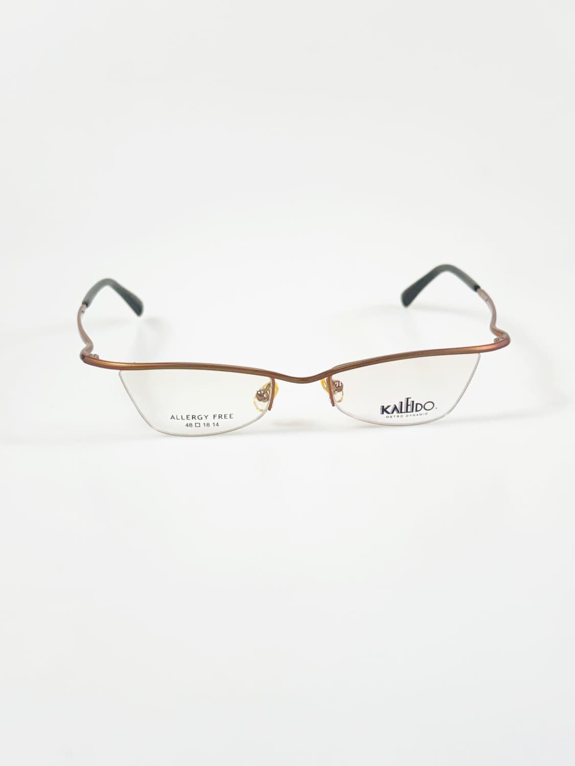 90s KALEIDO 브론즈 반무테 스퀘어 메탈 빈티지 안경 상품이미지2